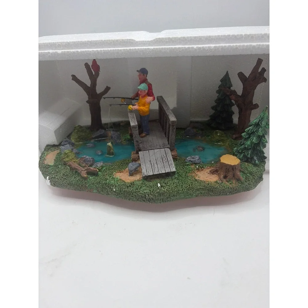 Carole Towne The‎ Fishing Lesson 2009 Lemax Polyresin Christmas Village Figurine